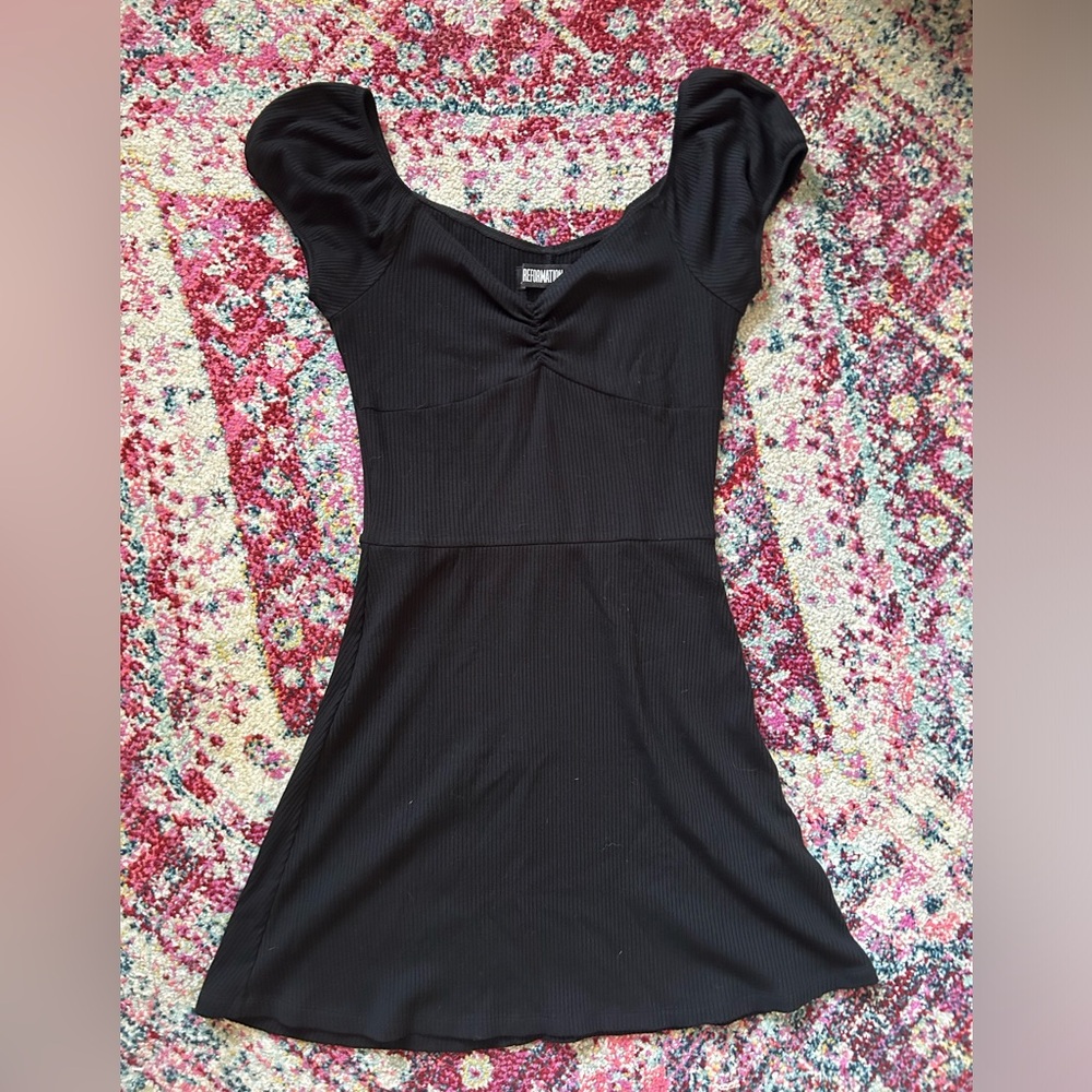 Reformation Black Ribbed Mini Dress